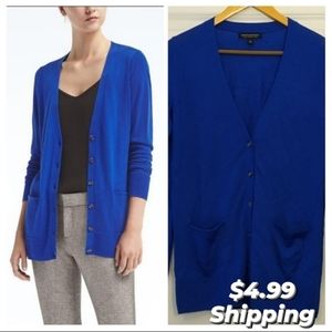 Banana Republic • Merino Wool Boyfriend Cardigan in Royal Blue